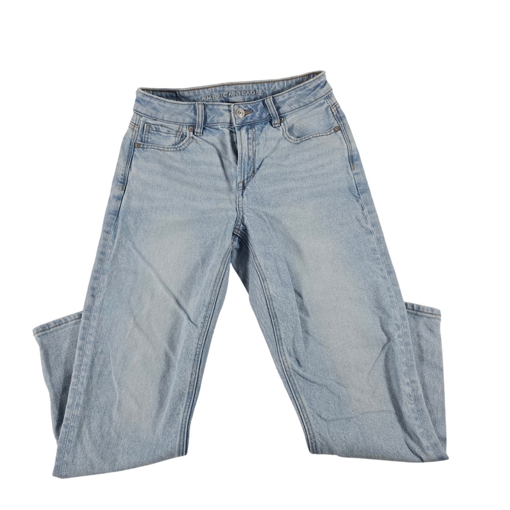 American Eagle Mom Jean Light Wash High Rise Denim Womens Size 2 X-Short 12312